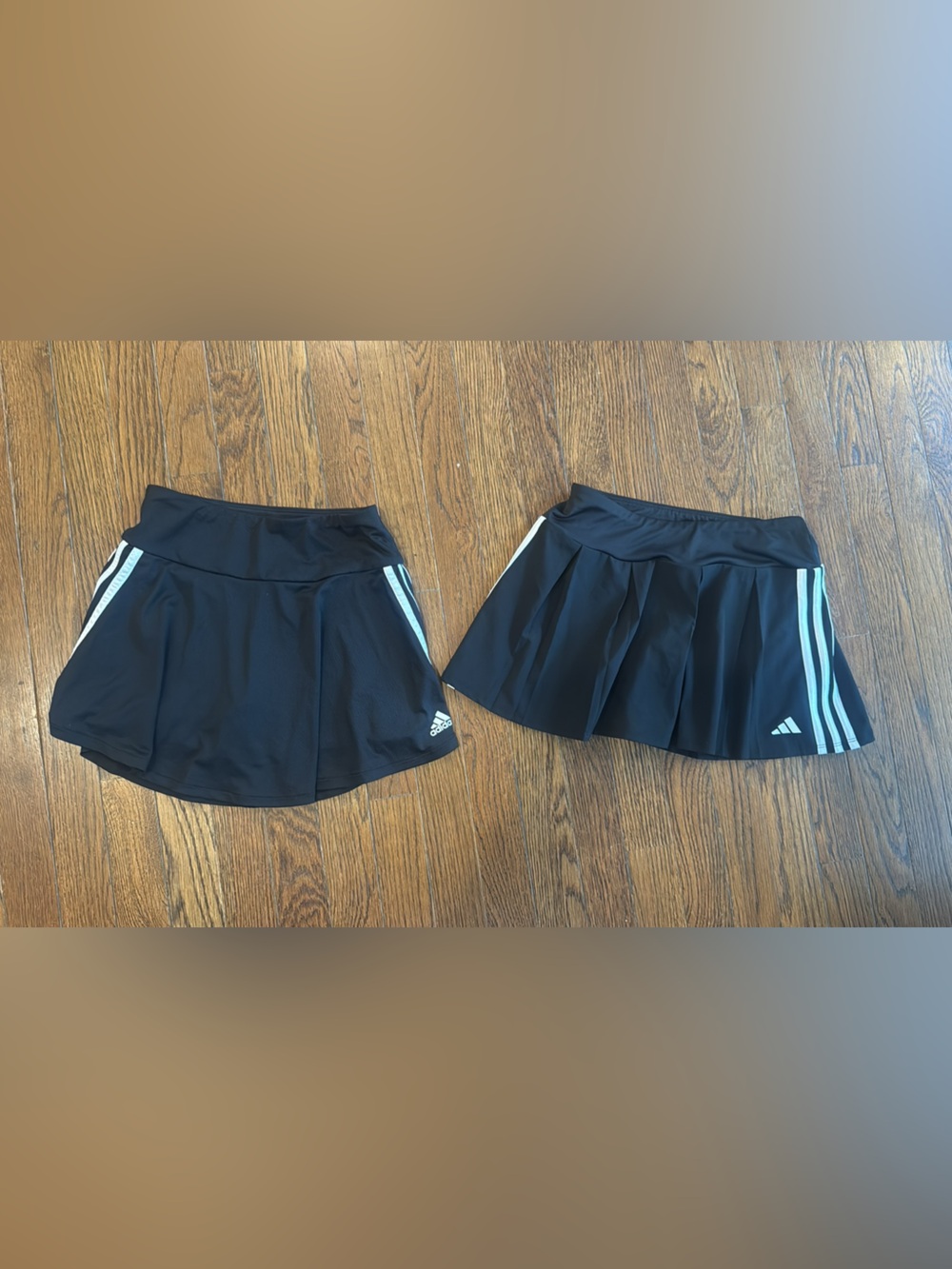 2 size 14 girls Adidas Athletic Skorts with White Stripe Accents